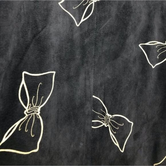 90’s Vintage Black Leather Bow Print Crystal Heart Button Blazer Jacket - Picture 9 of 13